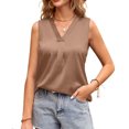 thumbnail image 4 of Women Basic Camisoles Casual Tank Tops V Neck Soild Color Satin Vest Shirt Fashionable Summer Casual Basic Slim Fit Top Shirt Clothes, 4 of 5
