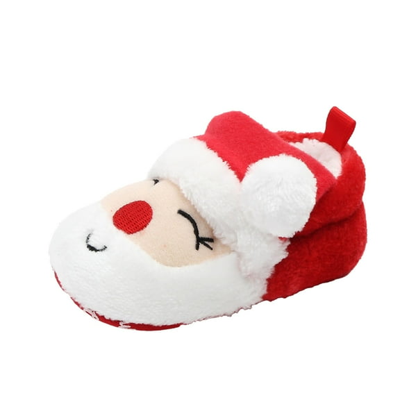 Lujianch Toddle Footwear Winter Warm Floor Shoes Soft Sole Indoor Warm Santa Toddler Shoes Lightweight Athletic Shoes Size 12-18 Months