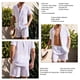 thumbnail image 5 of Conjunto de camisa de lino de algodón de manga corta para hombre traje casual con botones transpirable para playa blanco XXL, 5 of 6