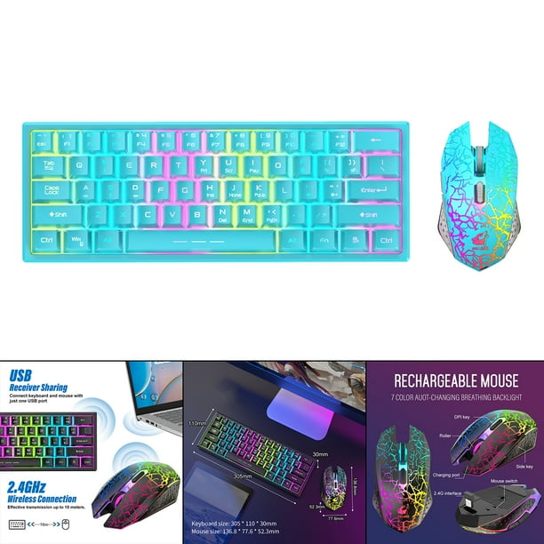 Conjunto de teclado y mouse inalambricos Plug Play silencioso Azul Sunnimix Raton Teclado Inalambrico Walmart en linea