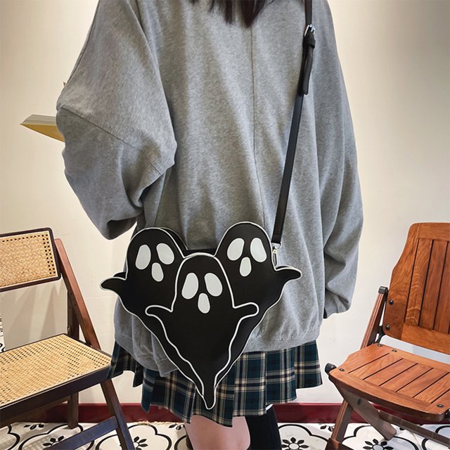 Ghost Bag Mujer Dibujos animados PU Cuero Diablo Halloween Casual Negro