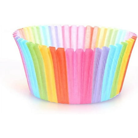 XD3-Cupcake Wrappers,100Pcs Rainbow Bright Standard Baking Cups Cupcake Liner Cupcake Paper Baking Cup Muffin Cases Cake*3