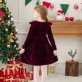 thumbnail image 7 of YunPes Girl's Christmas Velvet Dress A-Line Crewneck Flannel Skirt Dresses Ruffle Shoulder Long Sleeve Dress Prom Party Outfits, 7 of 7