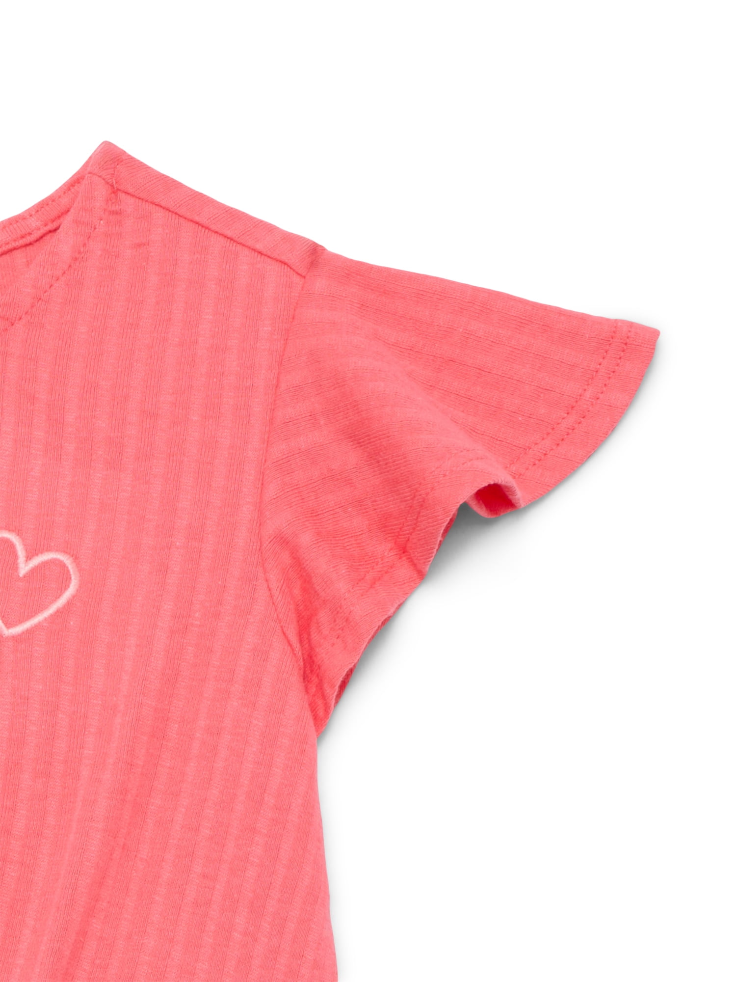 Wonder Nation Girls Blouse with Short Flounce Sleeves, Sizes 4-10