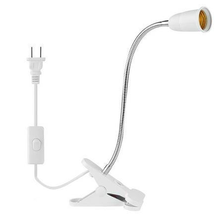 E27 Bulb Flexible Gooseneck Aluminium Wire Neck Clip-On Cable Desk Lamp Holder Cord Light Base for Plant