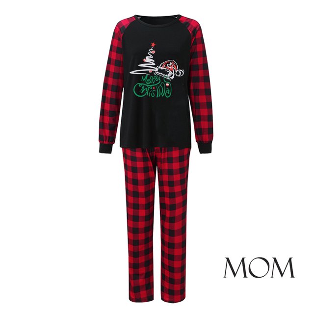 LSLJS Pyjamas de Noël Assortis pour la Famille, Pyjamas de Noël Mode pour Femmes Assortis Pjs pour la Famille Haut à Carreaux Rouges et Pantalon Long Ensembles de Vêtements de Nuit pour Adultes et Enfants Ensemble de Vêtements de Nuit des Fêtes de Noël