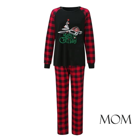 

SBYOJLPB Parent Child Outfit Fashion Christmas Women Matching Pajamas Pjs for Family Red Plaid Top and Long Pants Sleepwear Sets Clearance