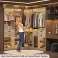 thumbnail image 7 of Corner Closet System, 32 Inches Wide Wood Corner Unit with 2 Hanging Rods and All Hardware Kits, 3-Tier 80'' Height Corner Wood Closet Tower, White Oak, 7 of 7
