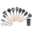 thumbnail image 2 of 12-Piece Kitchen Silicone Cooking Utensils Set with Wooden Handles and Storage Cup, 2 of 9