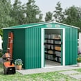 thumbnail image 7 of 8' x 8'  Outdoor Metal Storage Shed, Metal Shed & Outdoor Storage with Sliding Door, Tools Storage Shed, Steel Garden Shed, Outdoor Storage Shed for Backyard, Green, 7 of 7