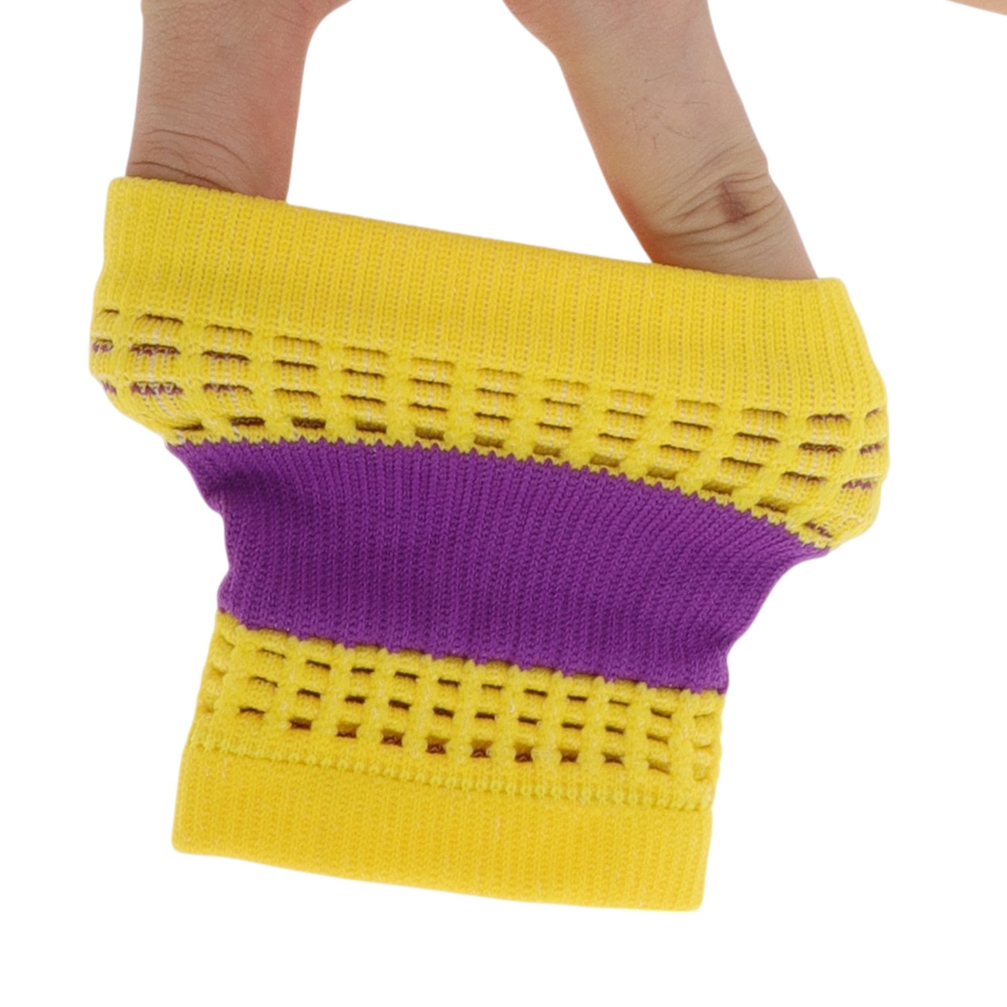 Unique Bargains Durable Perspiration Wicking Wrist Sweatbands 1 Pc Yellow Purple
