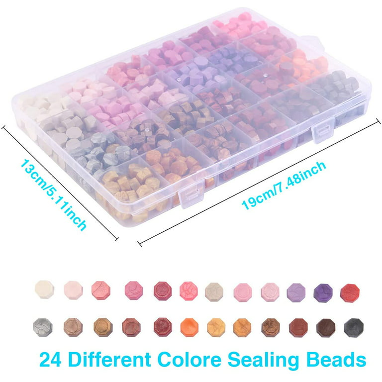 Sealing Wax Kit with 24 or 15 Colors Wax Seal Beads, for Sealing Envelopes,  Crafts and Decoration, Packed in Plastic Box$Sealing Wax, Sealing Wax Kit  with Wax Seal Beads, Wax Seal Stamp 