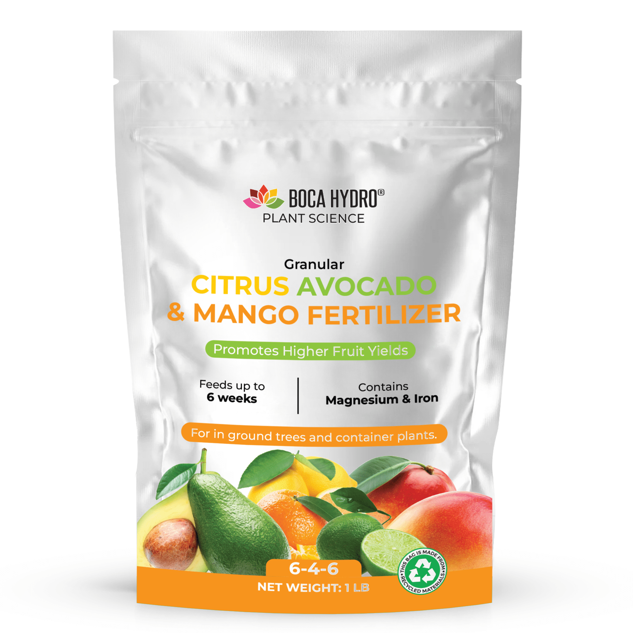 Boca Hydro Citrus, Avocado & Mango Granular Fertilizer 6-4-6 + 11.5% Calcium | Premium Tropical Fruit Tree Food for Citrus, Mango, Avocado, Banana, Papaya, Guava | Slow Release 6 Week Formula
