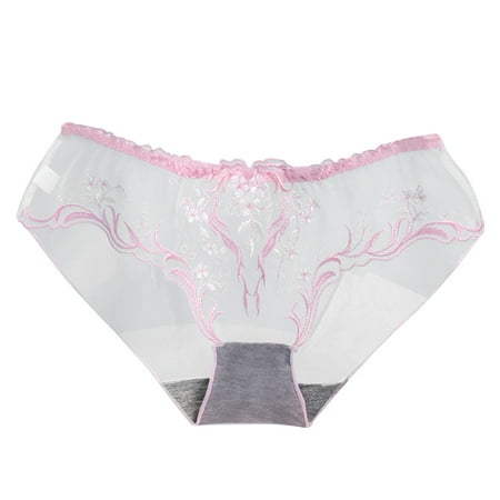 

Womens Underwear Tummy Control Summer Fashion Embroidery Mesh Simple And Charming Thin Transparent Triangle Pants Panties 6 Pack