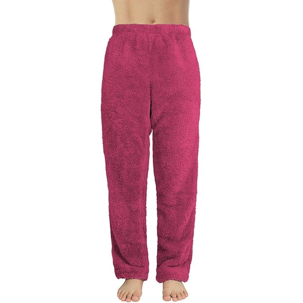 Womens Fuzzy Pajama Pants Winter Plush Pants for Sleep Warm Fluffy Pajama Pants