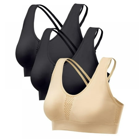 

3 Pack Medium Support Sports Bras for Women Padded Sports Bras for Women Workout Bras for Women Cross Back Bras Yoga Bras