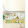thumbnail image 4 of Shag Bath Rugs Gnome Bee Honey Summer Daisy Leaves Plush Soft Fluffy Doormat Floor Carpet,Non-Slip Living Room Bedroom Kitchen Entryway Door Mats Vintage Wood Board, 4 of 6