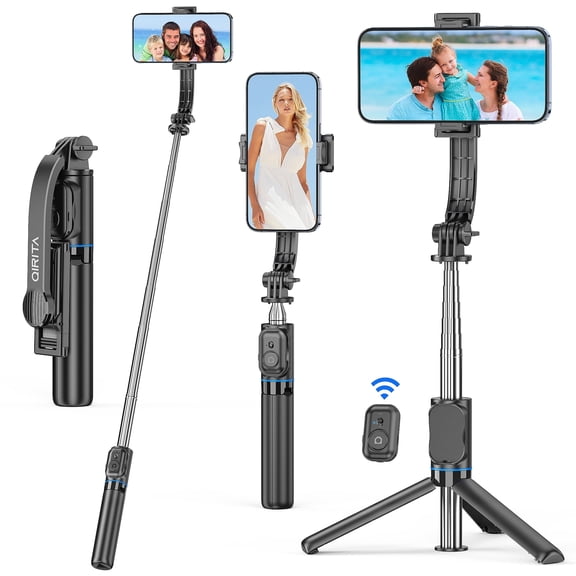 Selfie Stick, 41'' Extendable Phone Tripod Stand with Phone Holder & Detachable Remote, 360° Rotation Selfie Stick Tripod for Cell Phone Compatible with iPhone, Android, Samsung