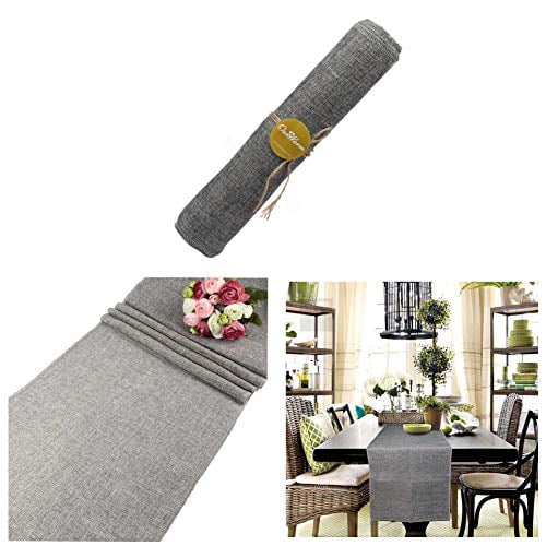 OurWarm 14 x 108 Inch Grey Burlap Table Runners Imitated ...
