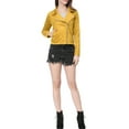 thumbnail image 3 of INSPIRE CHIC Women's Motorcycle Jacket Faux Suede Solid Color Asymmetric Zipper Jacket XL Mustard, 3 of 9