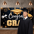 thumbnail image 5 of Gold Grad Cap Graduation Banner Colorful Stars Grad Backdrop Confetti Design Black Background Academic Background for Graduation Party College Graduation Grad Photo Shoot, 5 of 6