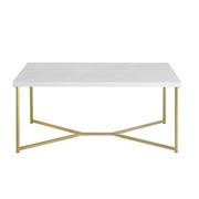 WE Furniture AZF42LUXWMG Coffee Table, Faux Marble, Gold
