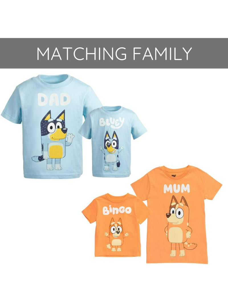 T-shirt Garçon Bluey Officiel - Motif Bingo Et Danse, 100% Coton, Manches Courtes, Coupe Régulière, Orange