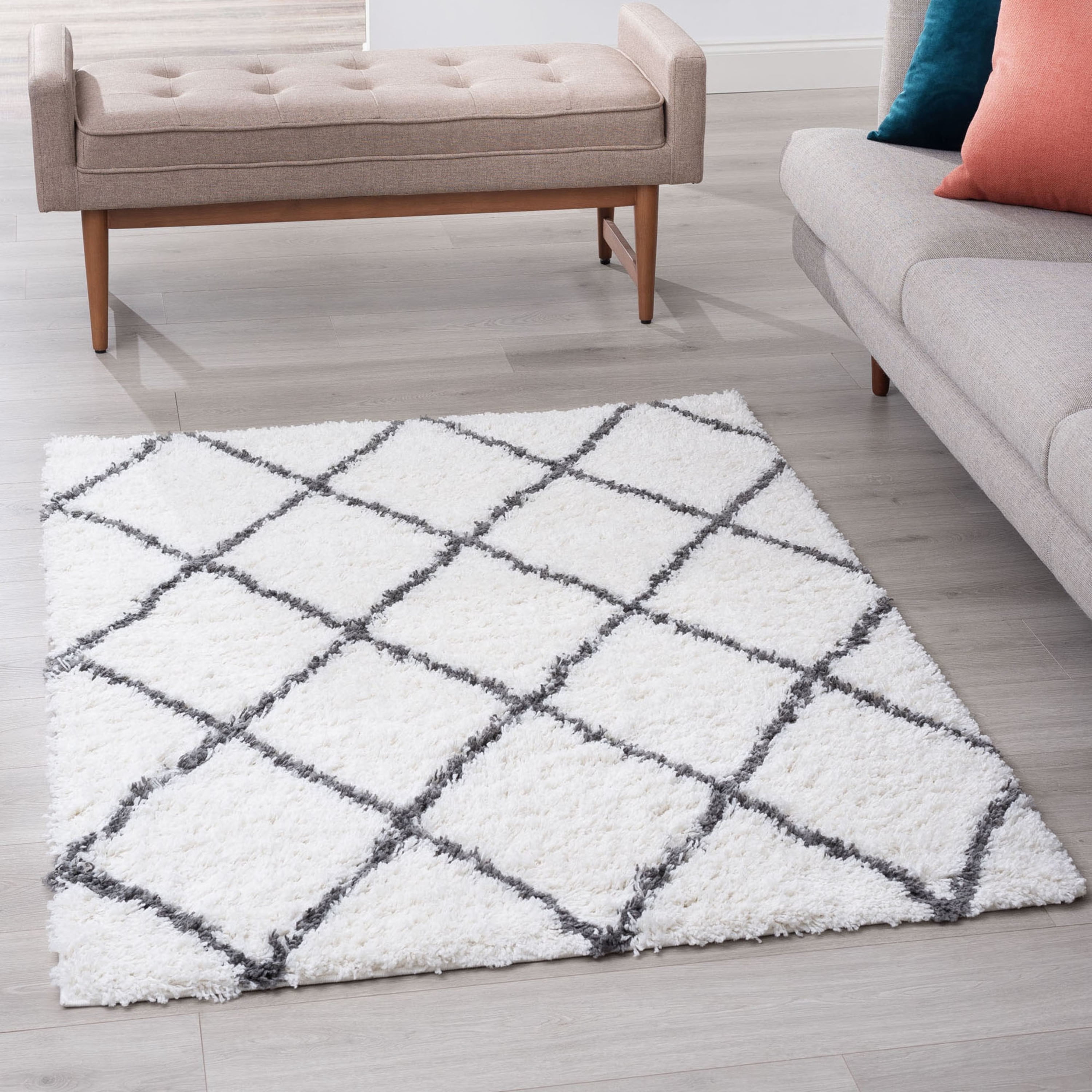 2x3 Modern White Small Area Rug, Throw Mat for Indoor Entry | Ideal for Kitchen or Bathroom Rugs 2' x 3'