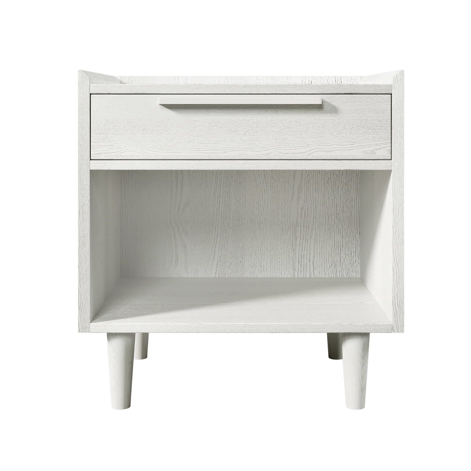 Kadyn Nightstand Side Table, Modern End Table with One-Drawer and Solid Wood Legs, Solid Wood Nightstand for Bedroom, White Kadyn Nightstand Side Table, Modern End Table with One-Drawer and Solid Wood Legs, Solid Wood Nightstand for Bedroom, White