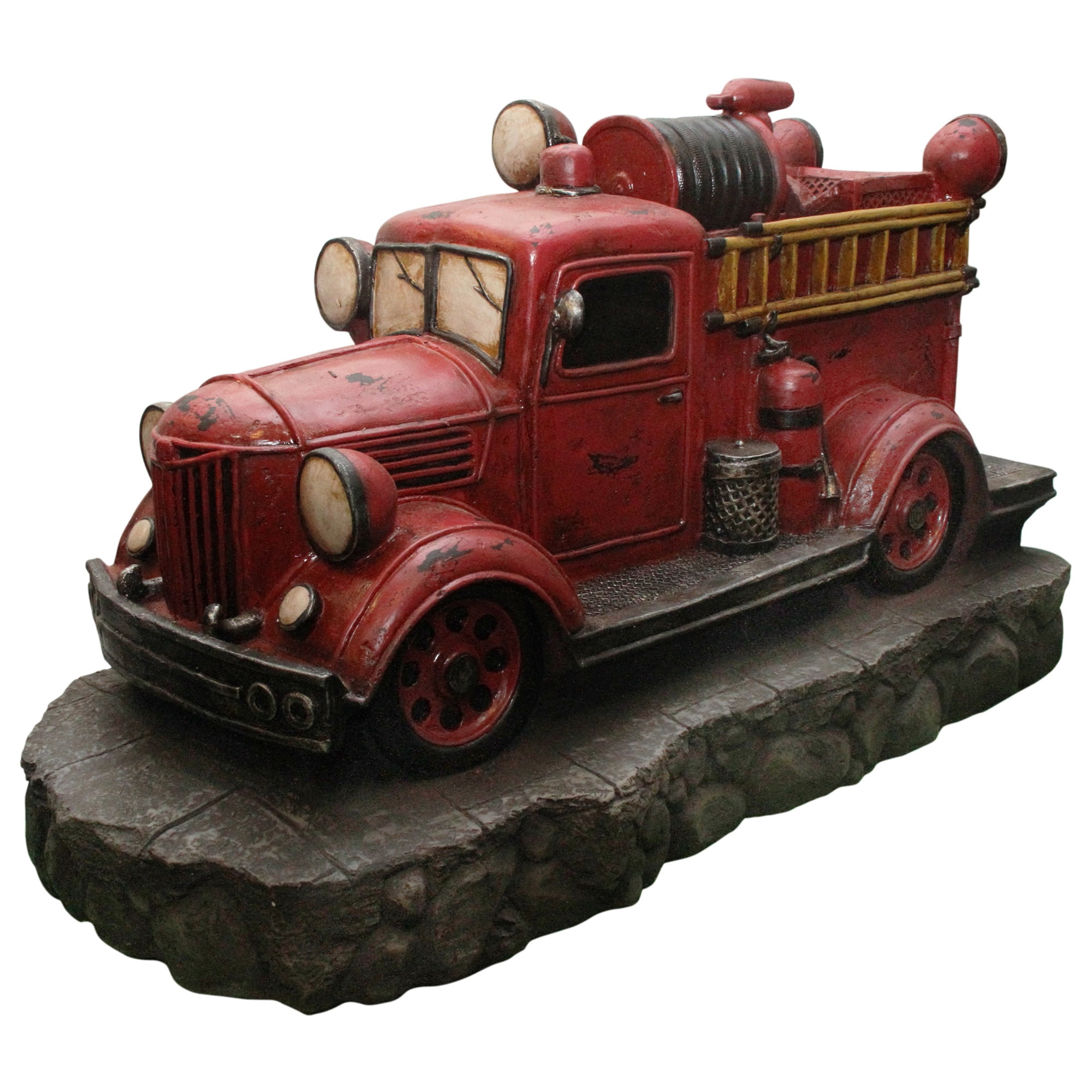 Northlight 38" Lighted Red and Black Vintage Fire Truck Outdoor Patio Fountain