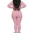 thumbnail image 4 of Gureui Women's Sexy High Waist Jumpsuit Pajamas Striped Long Sleeve Romper Bodycon One Piece Butt Flap Bodysuit Clubwear, 4 of 5