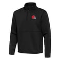 thumbnail image 2 of Men's Antigua Black Cleveland Browns Twist Quarter-Zip Pullover Jacket, 2 of 3