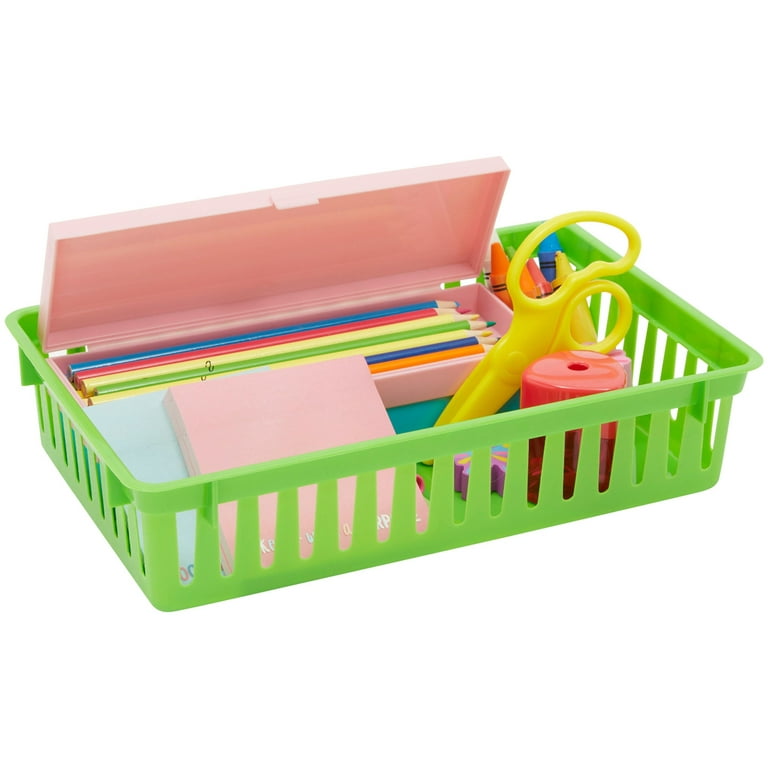 Bright Creations 8 Pack Colorful Storage Bins for Classroom - Small Plastic Baskets for Organizing, Arts, Crafts, Desks, Toys (4 Colors)