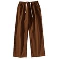 thumbnail image 4 of Elainilye Fashion Mens Pants Casual Summer Plain Print Casual Elastic Waist Pants with Pocket Baggy Trousers Pants,Brown, 4 of 9