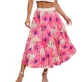 thumbnail image 2 of Qulqfy Womens Summer Maxi Peasant Long Skirts Boho Flowy Plus Size Multicolor Ruched Skirts for Women 2XL, 2 of 9