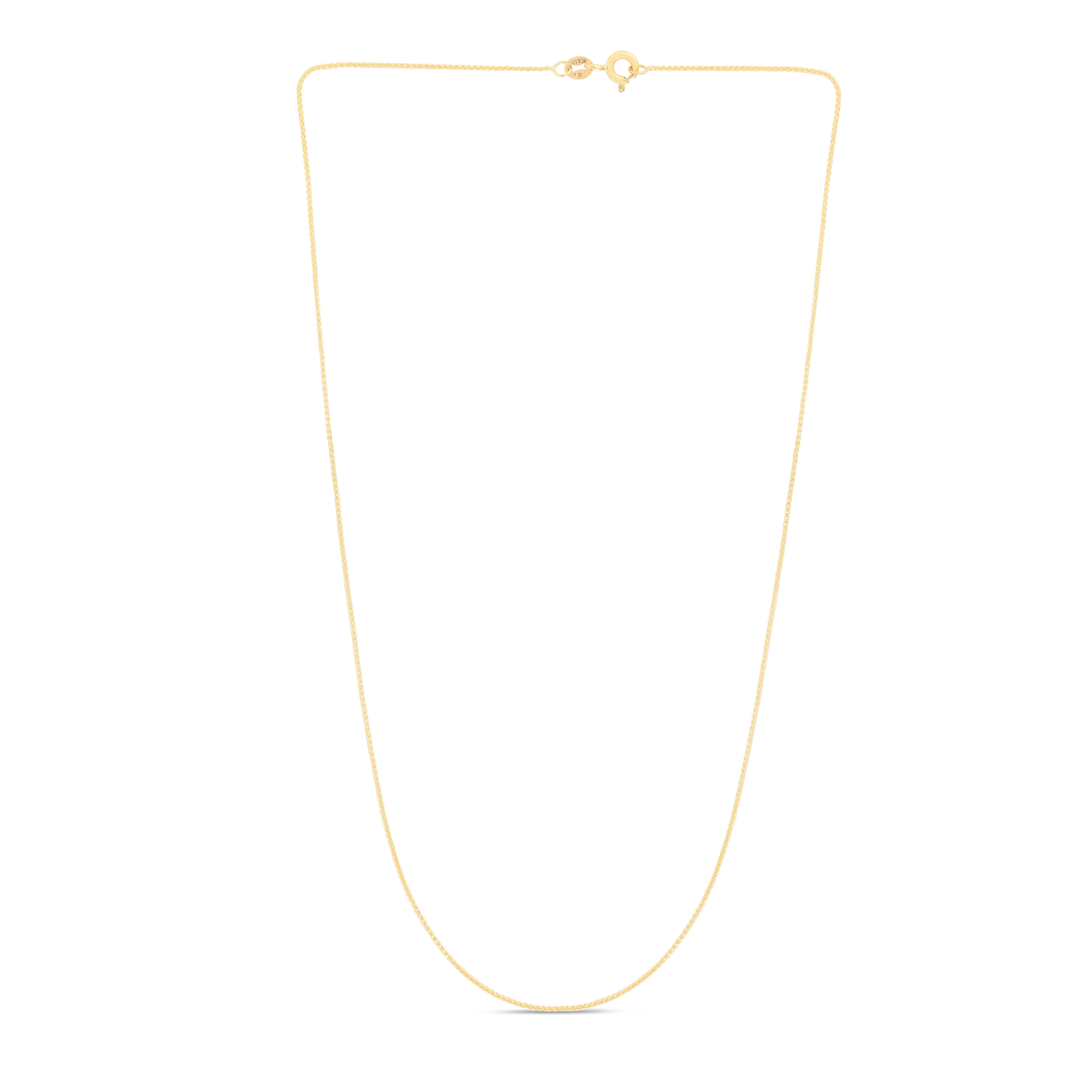 14K Yellow Gold 20in 0.6mm Diamond-Cut Round Wheat Chain