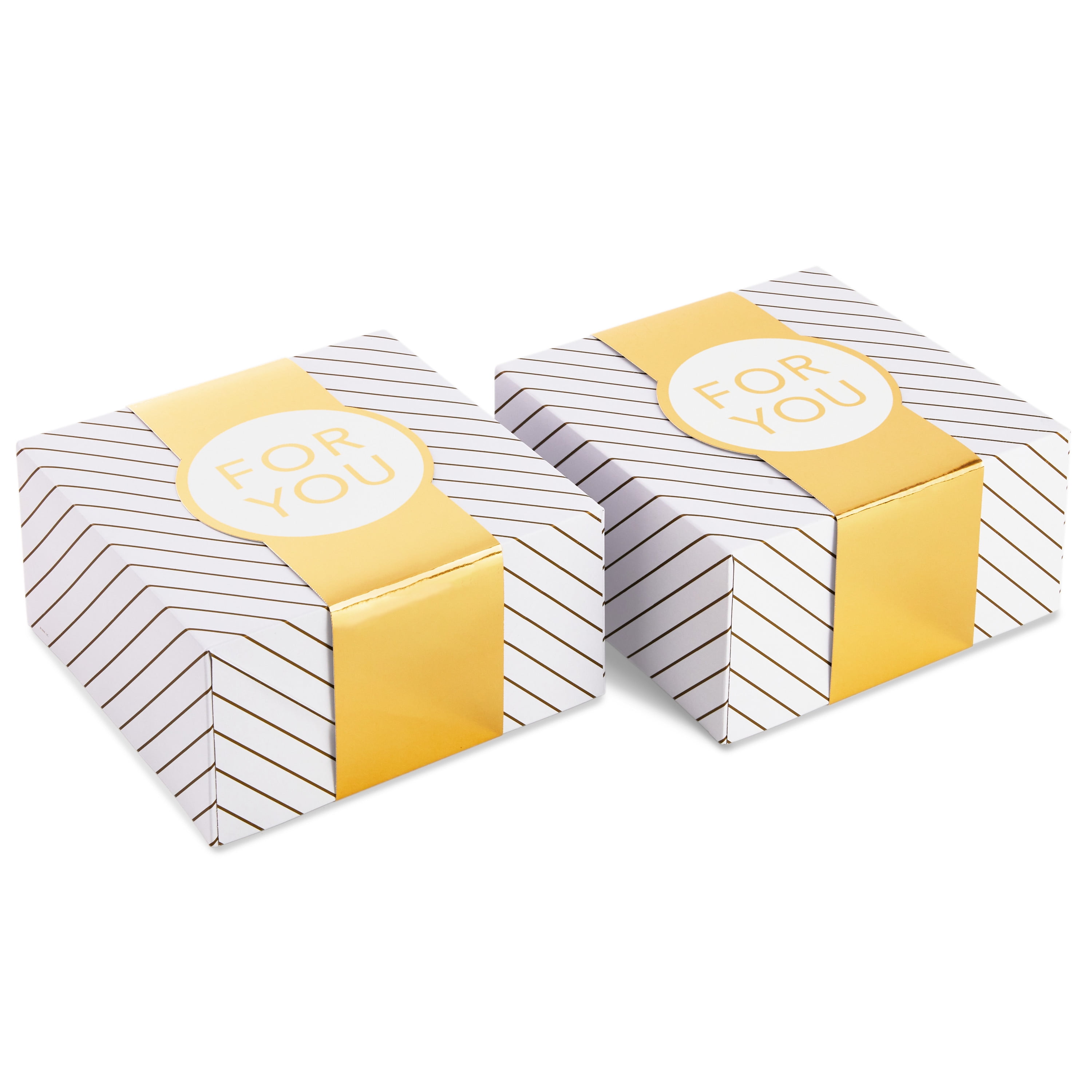 Hallmark Christmas Multi-color Paper Medium Gift Boxes, with Wrap Bands (2 Count) 8" x 8"