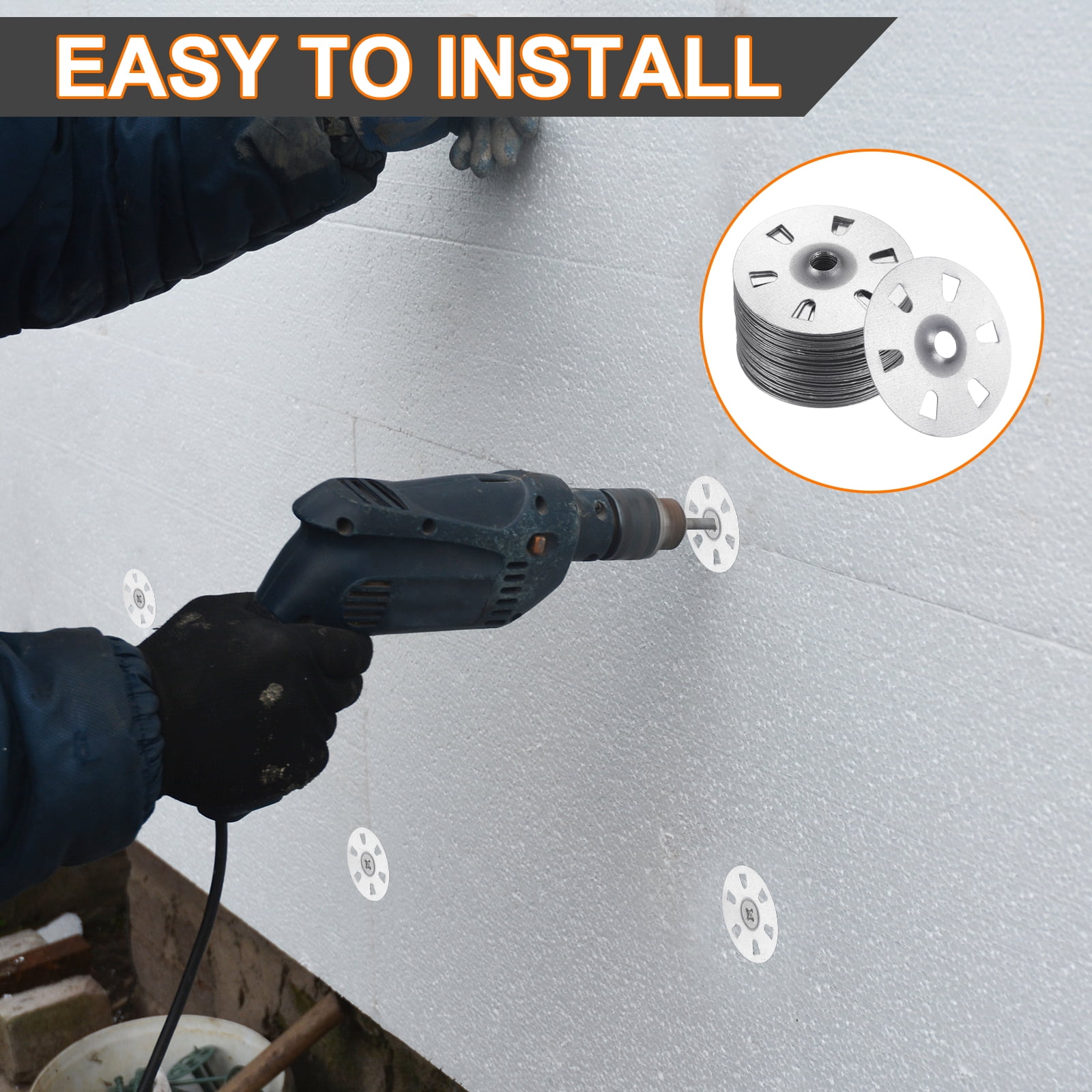 Uxcell 500pcs Foam Board Fasteners Washers 1-3/8 Inch Galvanized Steel Wall Washer for Fixing Fastening Installation Foam Board Panels