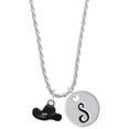 thumbnail image 1 of Delight Jewelry Silvertone Black Cowboy Hat Silvertone Script Initial Disc - S - Charm Necklace, 20"+3", 1 of 4