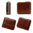 thumbnail image 6 of Men's 100% Cowhide Leather Zipper Wallet RFID Blocking ID Card Holder Coin Purse, 6 of 12