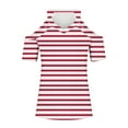 thumbnail image 4 of iHengLiXing Tops for Women Plus Size Women's Summer Fashion Striped Print-neck Off Shoulder Casual Short Sleeved Top Short Sleeved-neck Top/shirt Red S, 4 of 5