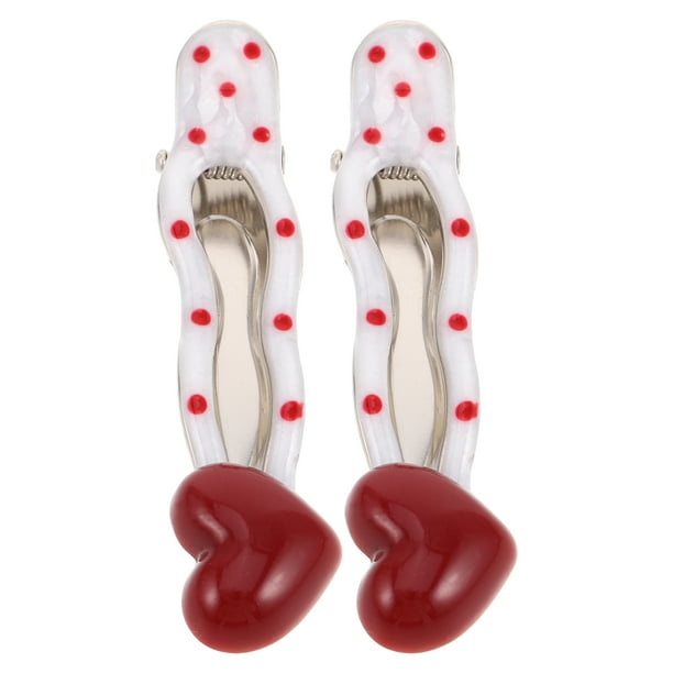 2 pinzas para el pelo con forma de corazón y lunares para mujer, pinzas laterales para niña, pinzas con forma de corazón, pinzas a presión, pinzas laterales