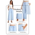 thumbnail image 3 of SWQZVT Women's Casual Wide Leg Pants Wide Leg Pants Drawstring Elastic Mid Waist Pants with Pockets Blue, 3 of 7