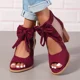 thumbnail image 3 of Sandalias de mujer color morado con punta abierta y tacón alto, 3 of 5