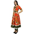 thumbnail image 6 of Bimba Womens Long Maxi Dress Red Designer Kurti Floral Print Kurta, 6 of 7