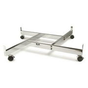 Angle View: Econoco 4-Way Base with Casters for 2' Grid Panel display, Chrome