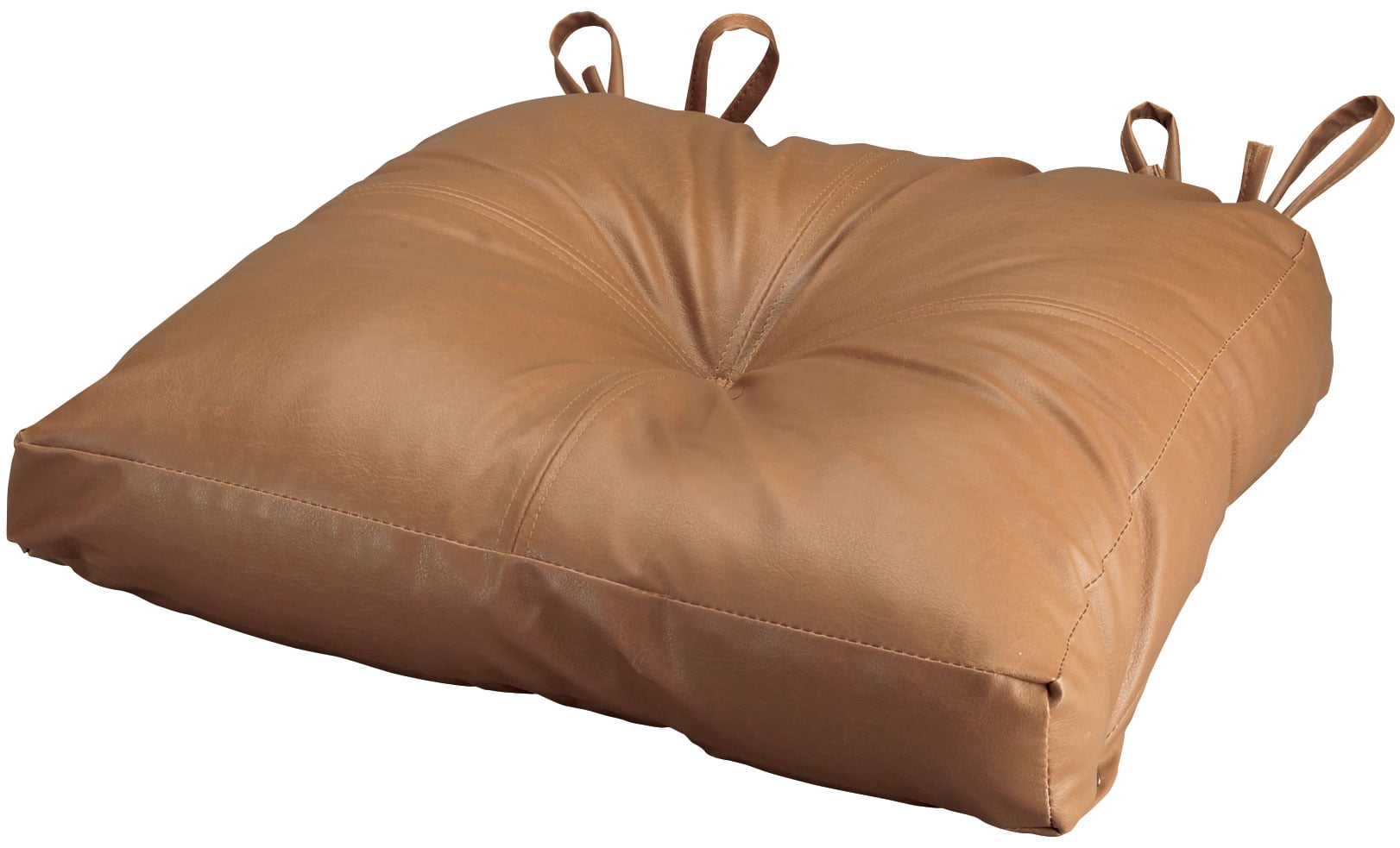 Faux Leather Chair Pad Camel, Faux Leather Dining Chair Cushions