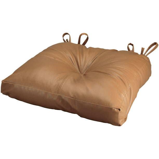 Faux Leather Chair Pad Camel, Brown Faux Leather Chair Cushions