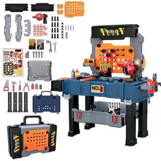 HaPe Kid's Wooden Tool Bench, Adjustable Height, 35 Piece Workshop