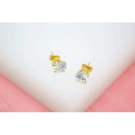 Large Round Shaped CZ Cubic Zirconia Stud Earrings (L137)